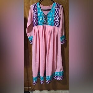 COPY - Pink/purple/turquoise afghani style dress with dupatta